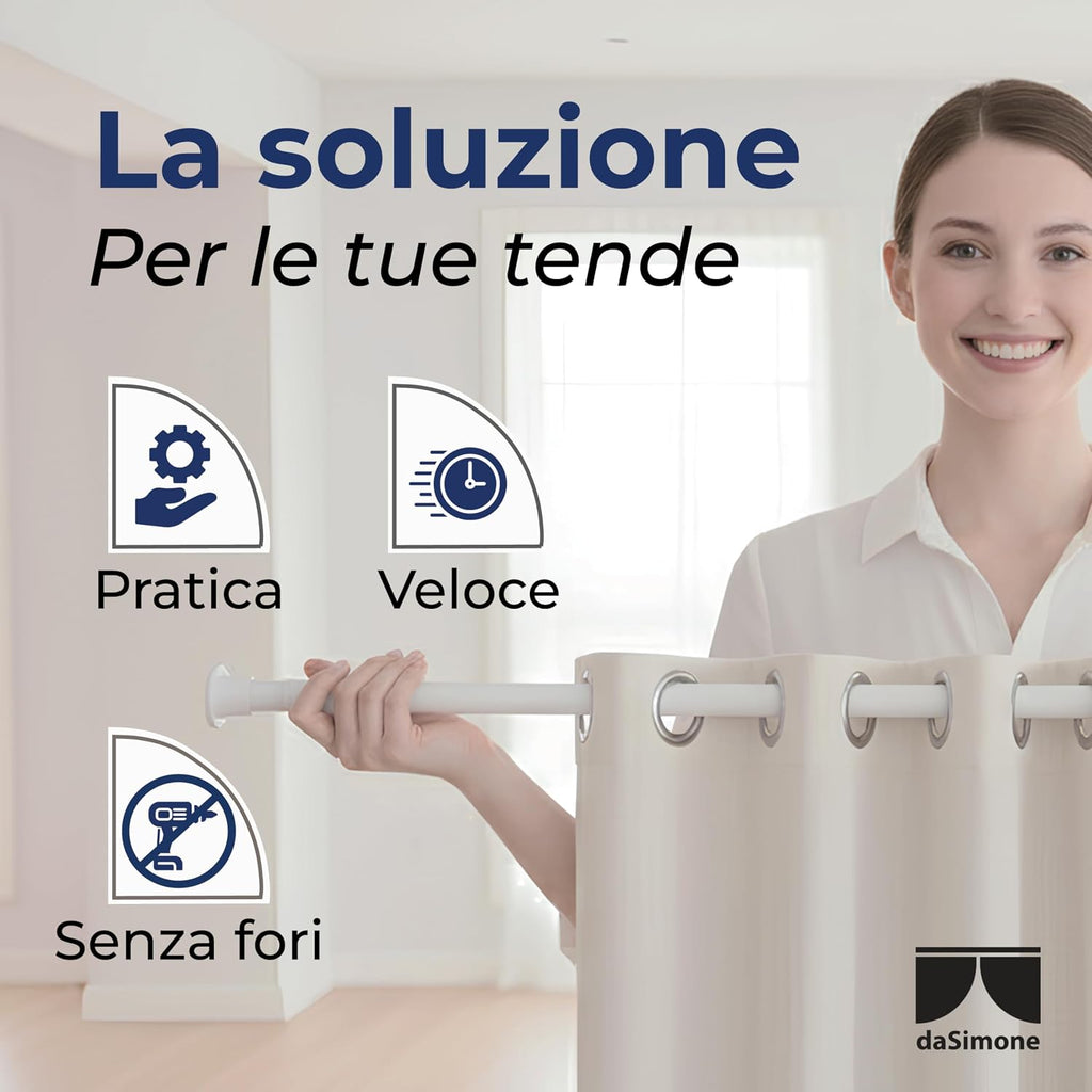 Bastone tenda a pressione estendibile senza fori