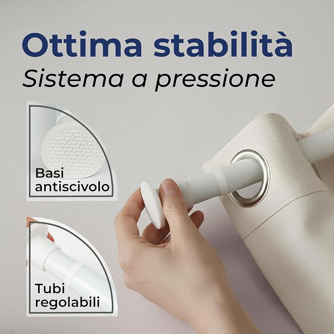 Bastone tenda a pressione estendibile senza fori